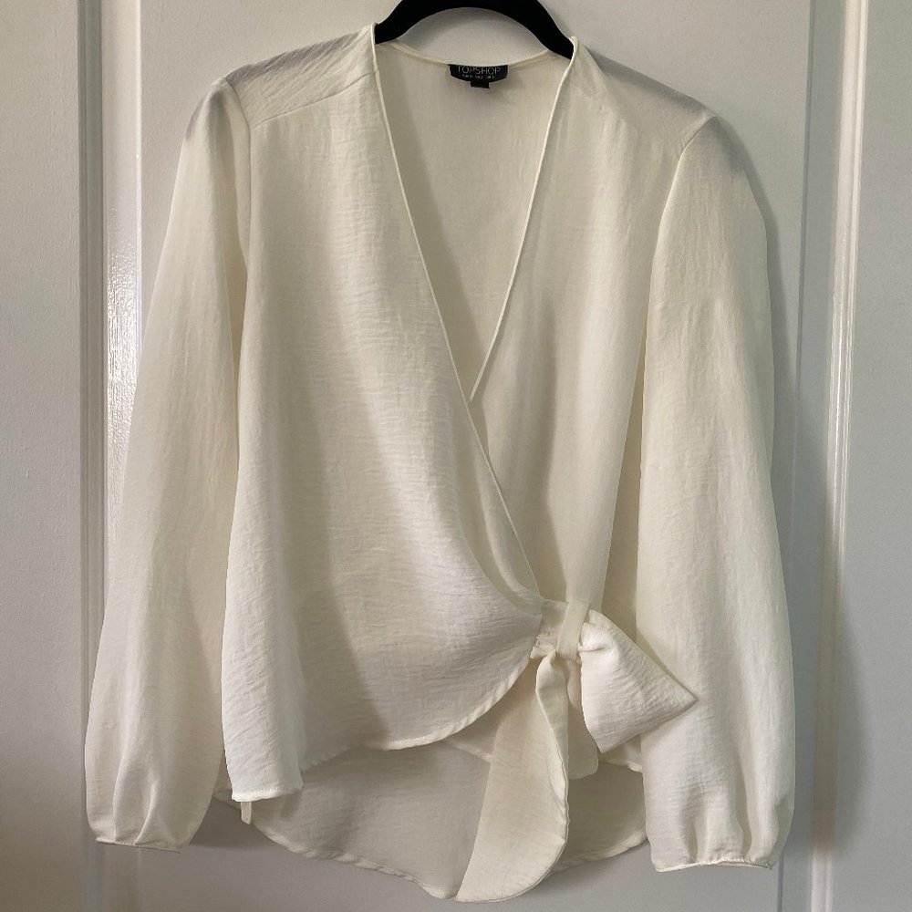 Topshop white side-tie blouse